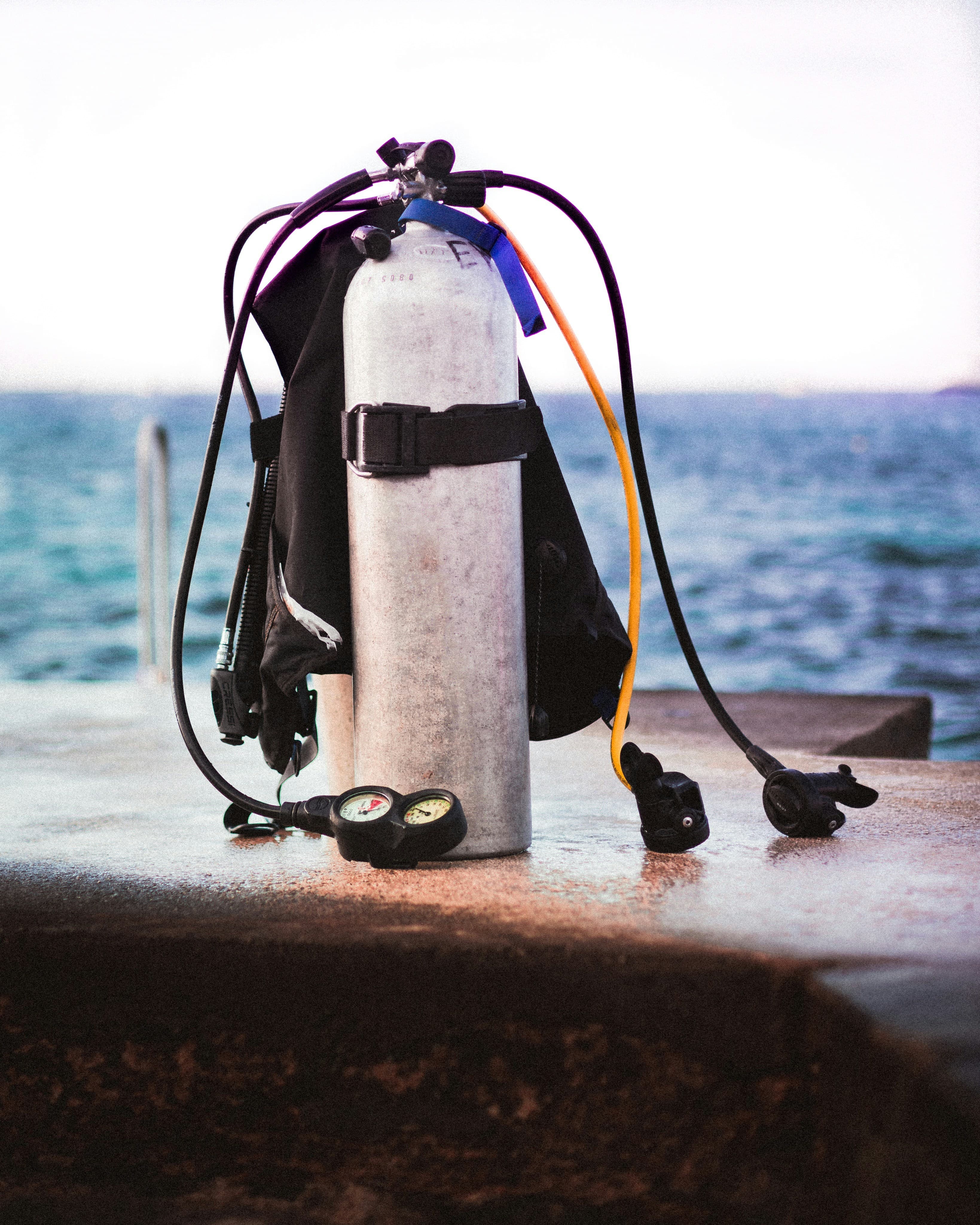 Tank and regulator on a pier